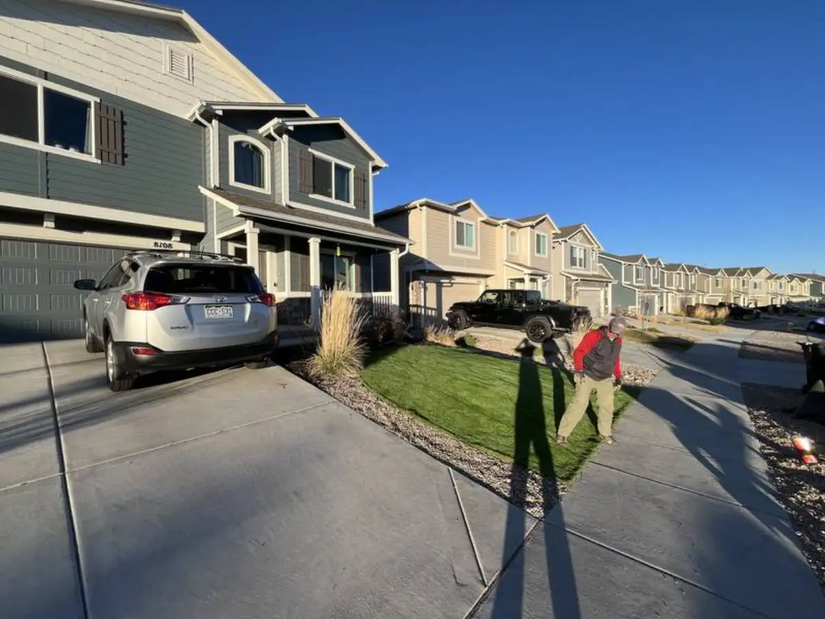 Artificial turf installation in Colorado Springs backyard